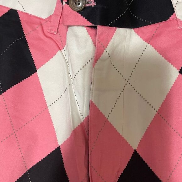 Loudmouth Golf Shorts Men’s Size 36 Pink Black White Argyle Diamond - Picture 3 of 7